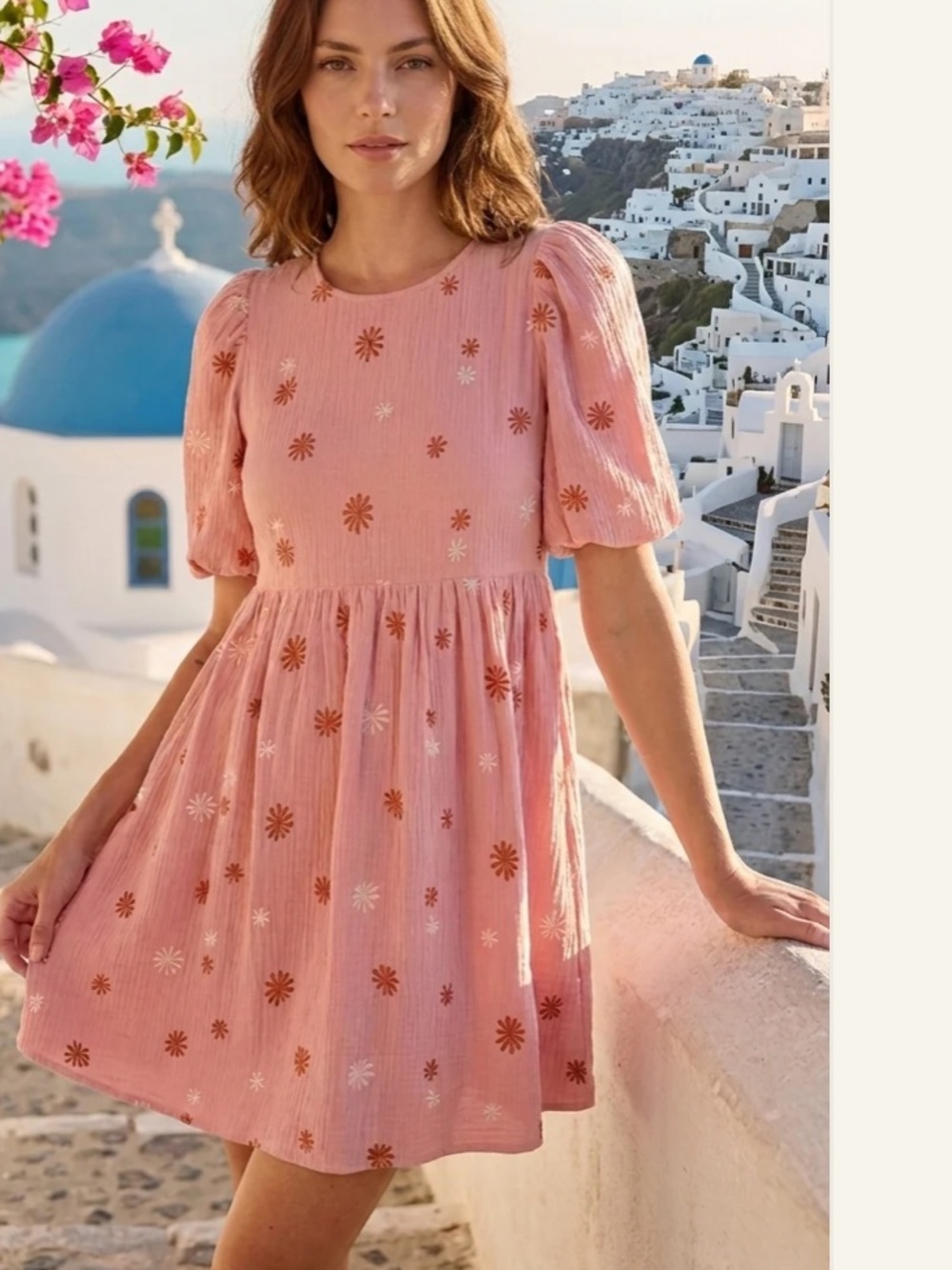 Meet me in Santorini Floral Mauve Dress